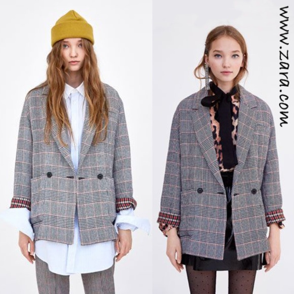 blazer tartan zara